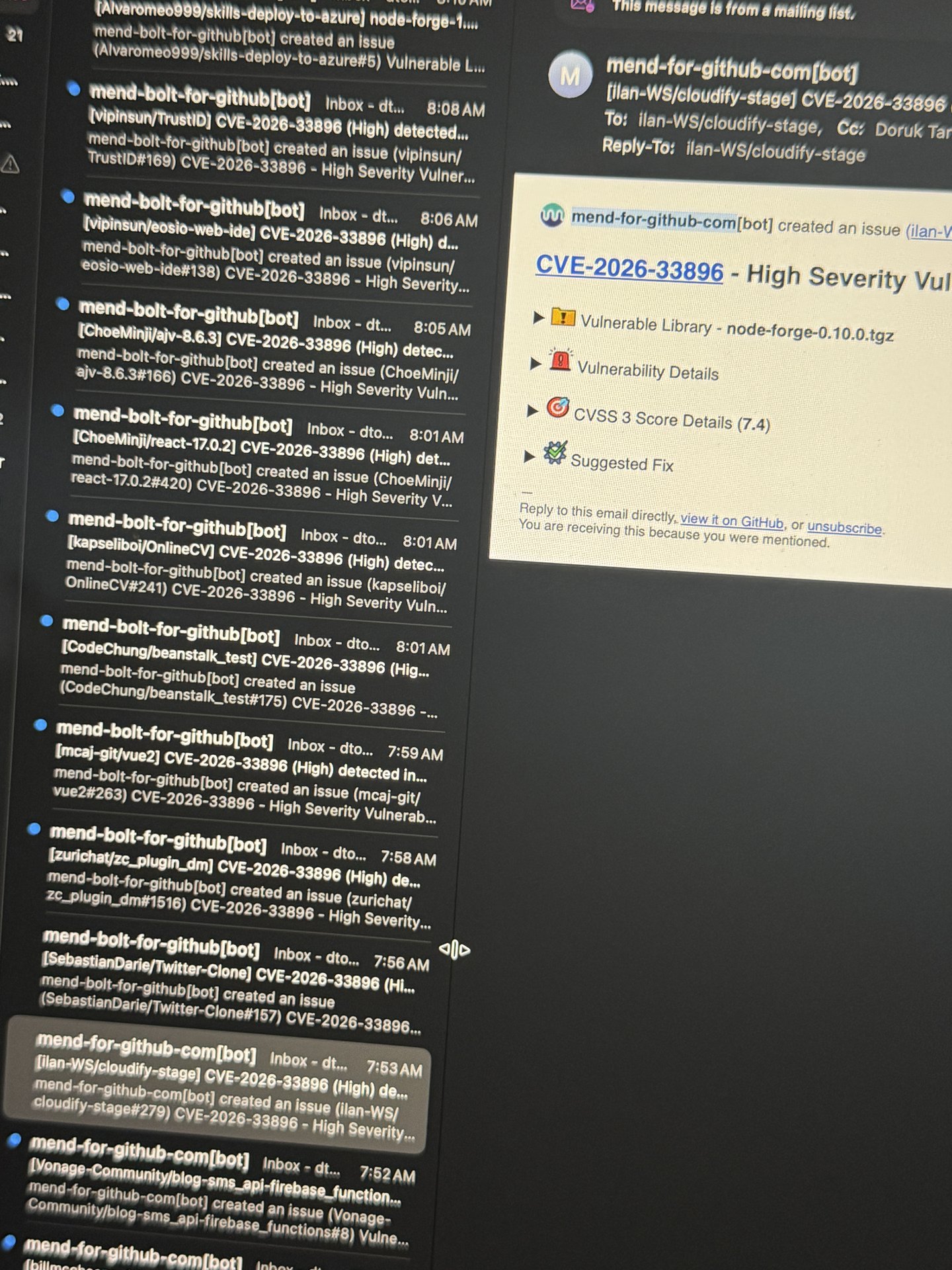 my inbox the morning after the CVE dropped