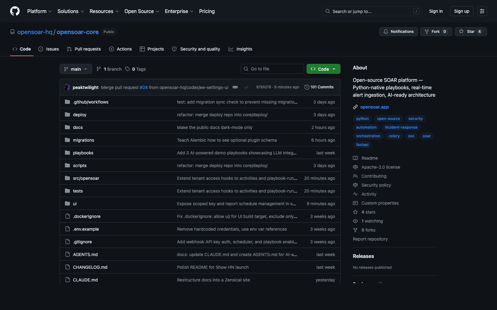 OpenSOAR platform repository