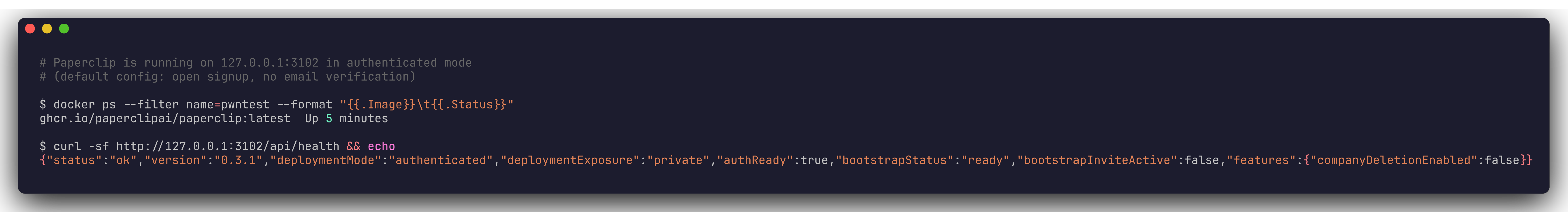 Paperclip running in authenticated mode