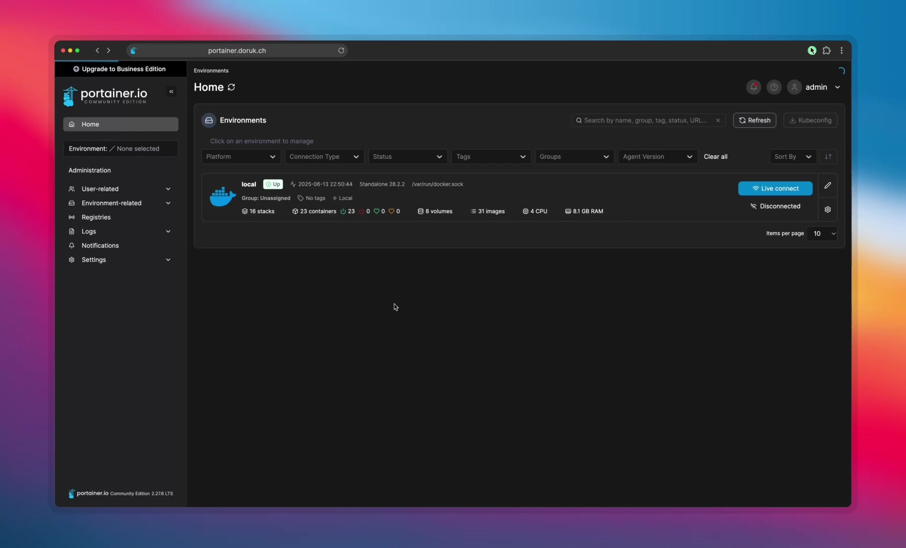 Portainer Docker management